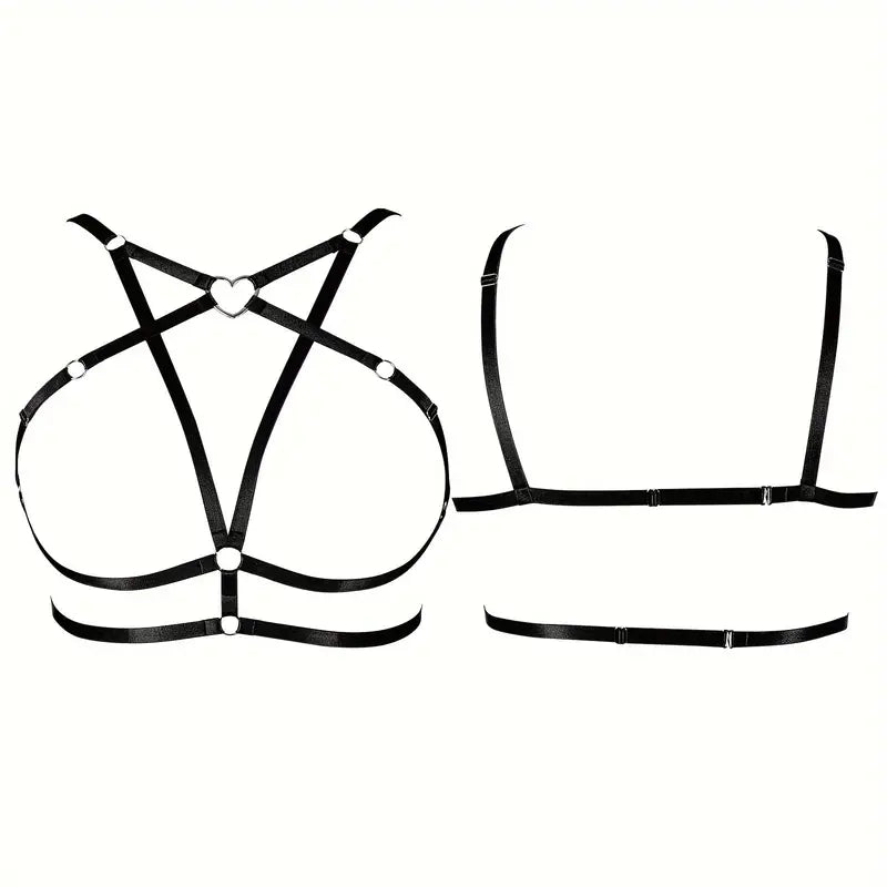 Punk Gothic Body Harness Belt - Hollow Chest Cage Design, Elastic Band