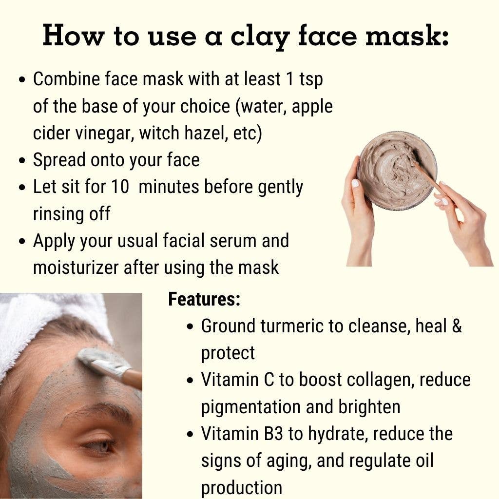 Brightening Clay Face Mask. Turmeric Skincare. Anti-Aging