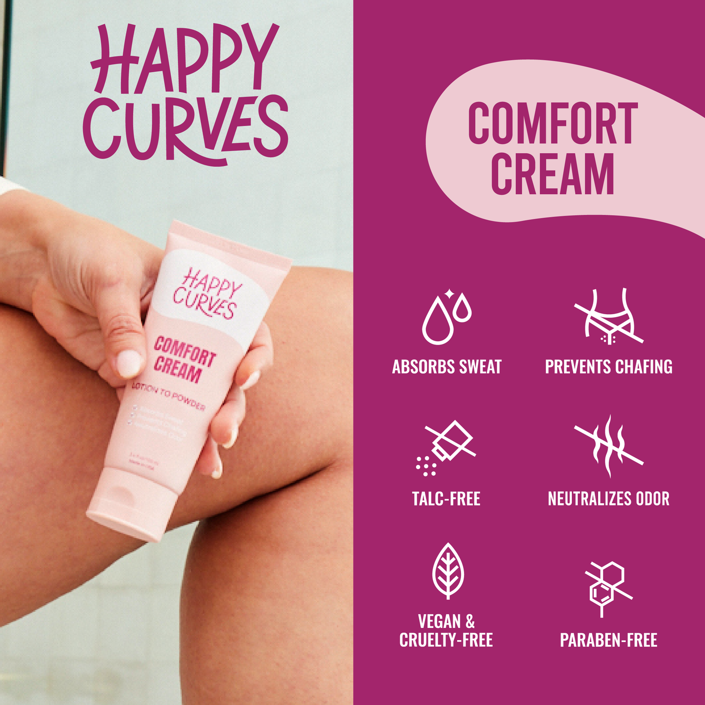 Happy Curves Comfort Cream - no more boob sweat