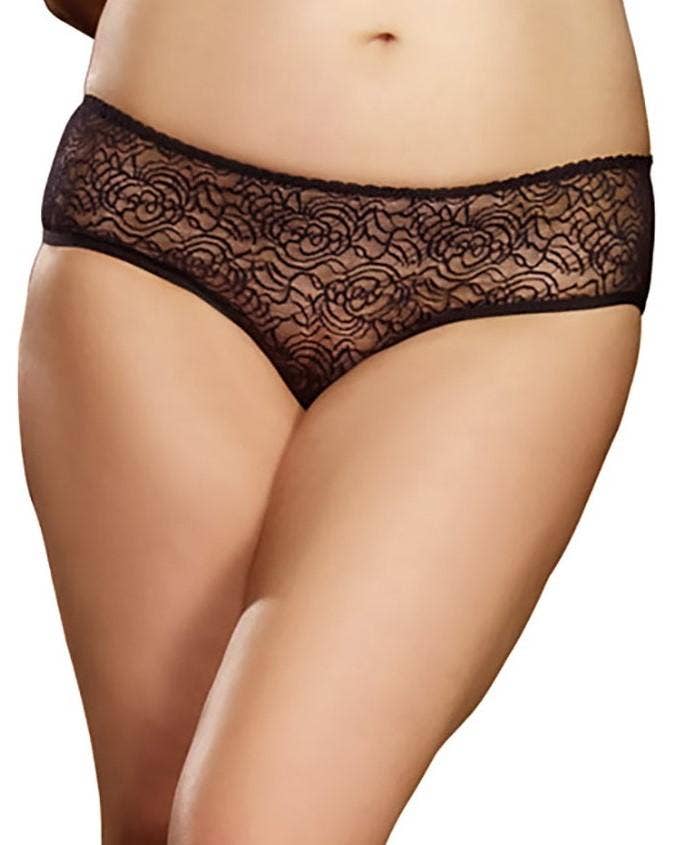 Plus Size Ruffle Back Crotchless Panty