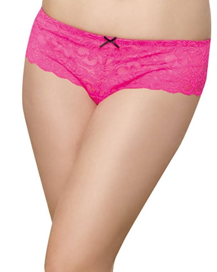 Plus Size Satin Bow Crotchless Boyshort