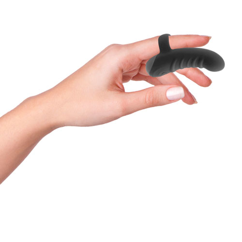 Hooked On You Rechargeable Silicone Finger Vibrator Black