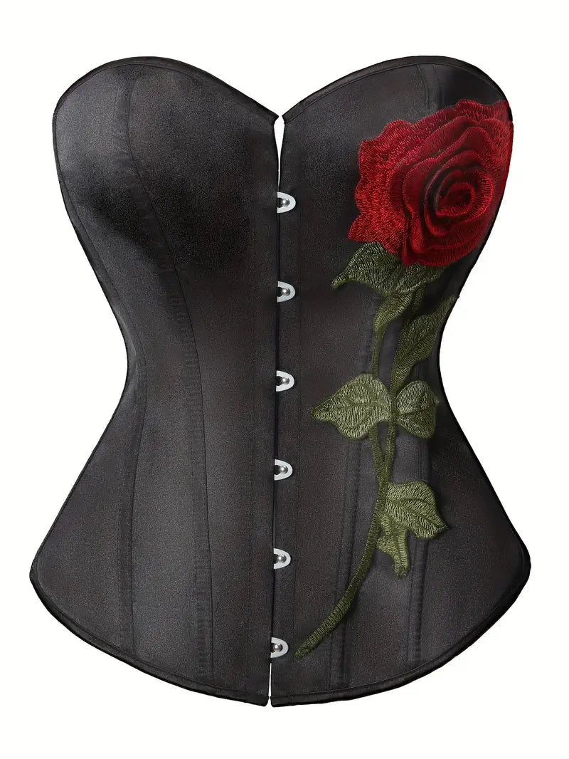 Rose Embroidery, Lace-up Back, sexy and Elegant