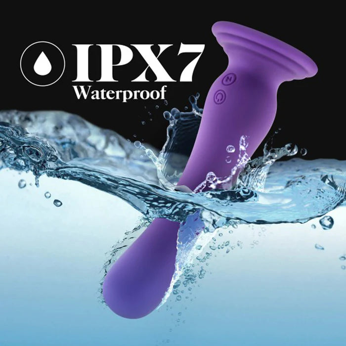 Ibiza Rechargeable Silicone 7.75 in. Vibrating Dildo with Suction Cup Plum Blush Impressions ,