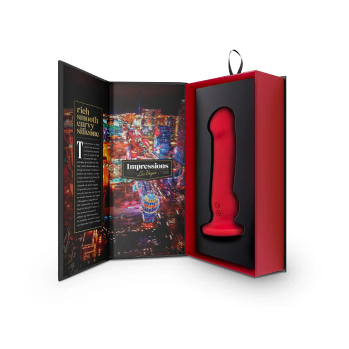 Las Vegas Rechargeable Silicone 8.25 in. Vibrating Dildo with Suction Cup Crimson, Blush Impressions