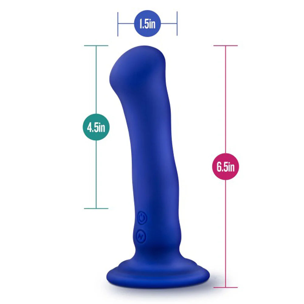 Santorini Rechargeable Silicone 6.5 in. Vibrating Dildo with Suction Cup Blue, Blush Impressions