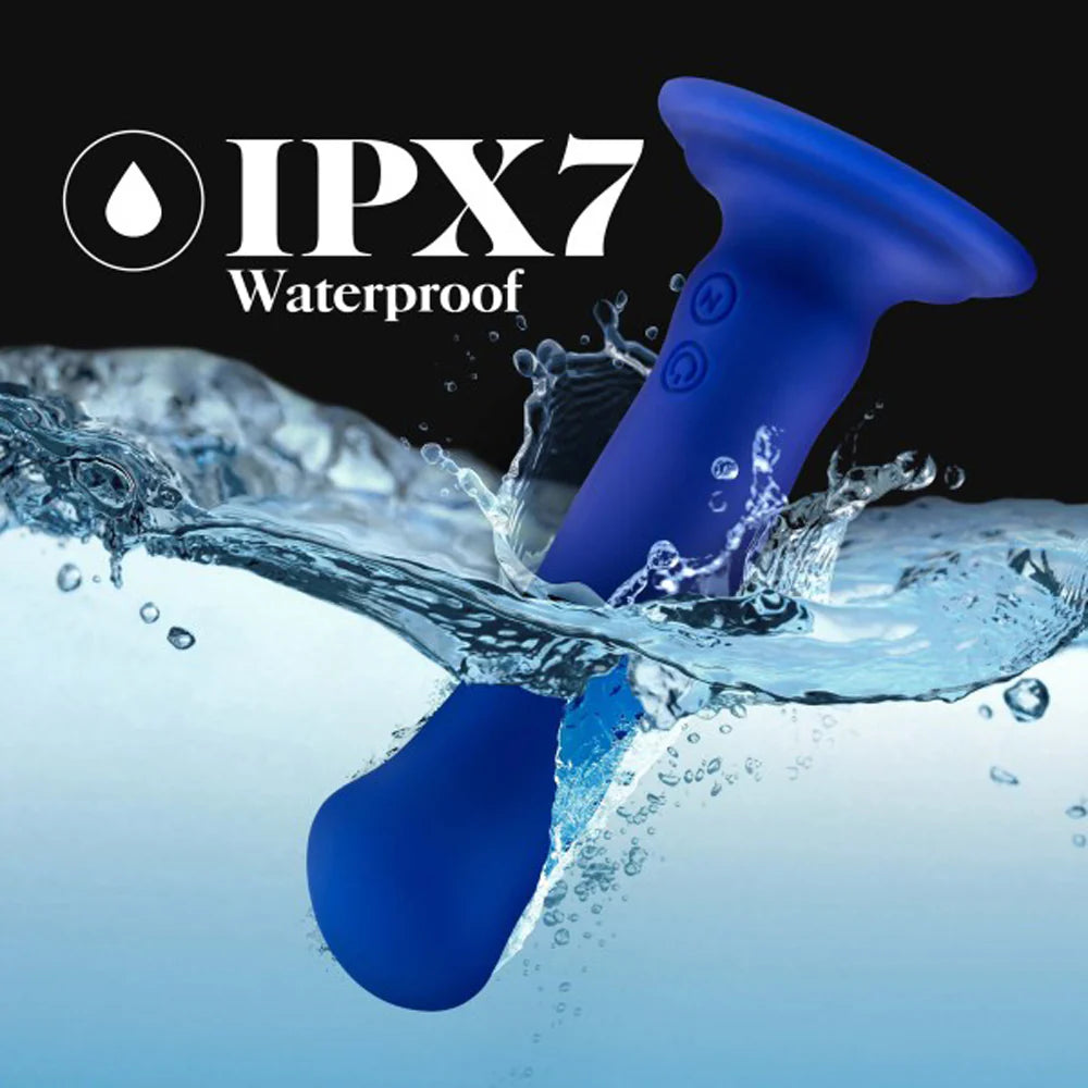 Santorini Rechargeable Silicone 6.5 in. Vibrating Dildo with Suction Cup Blue, Blush Impressions