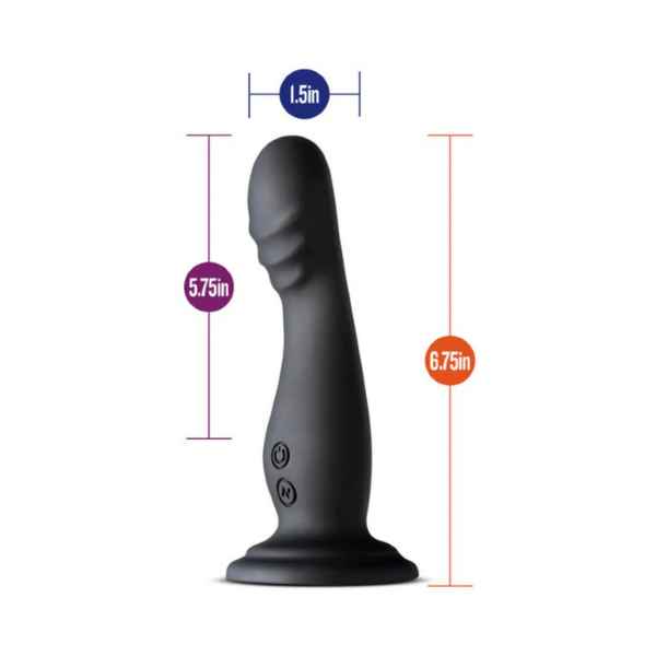 Amsterdam Rechargeable Silicone 6.5 in. Vibrating Dildo with Suction Cup Black Blush Impressions