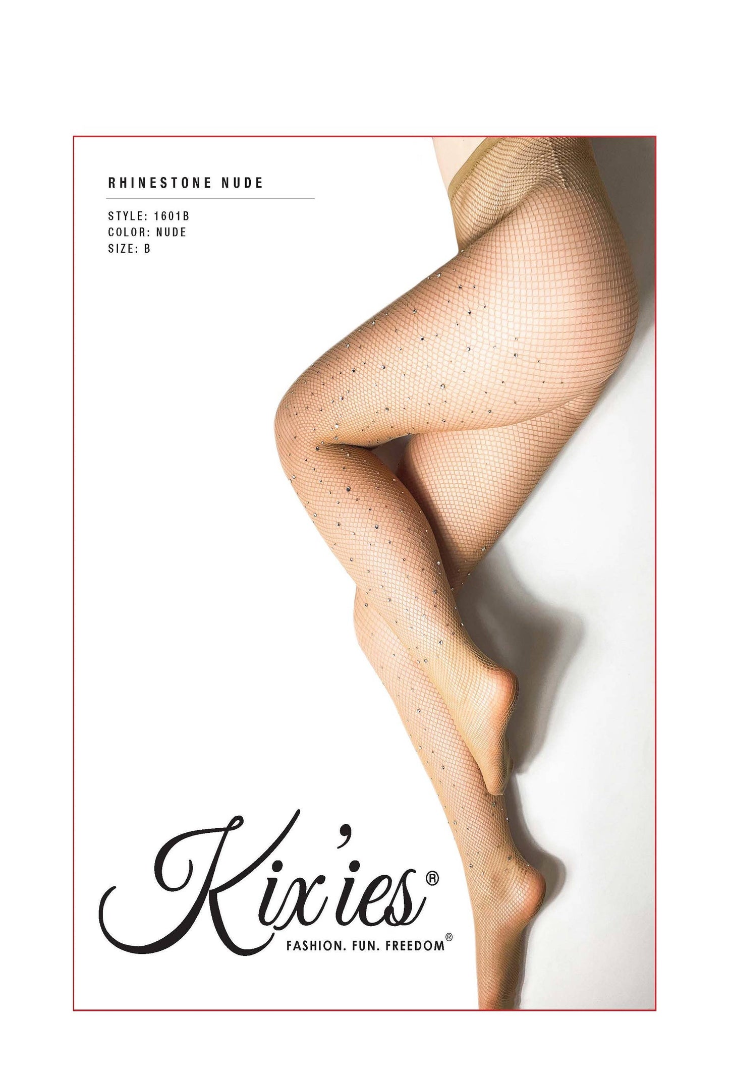 Kix'ies Fishnet Tights Rhinestone Nude. Petite to Plus Size